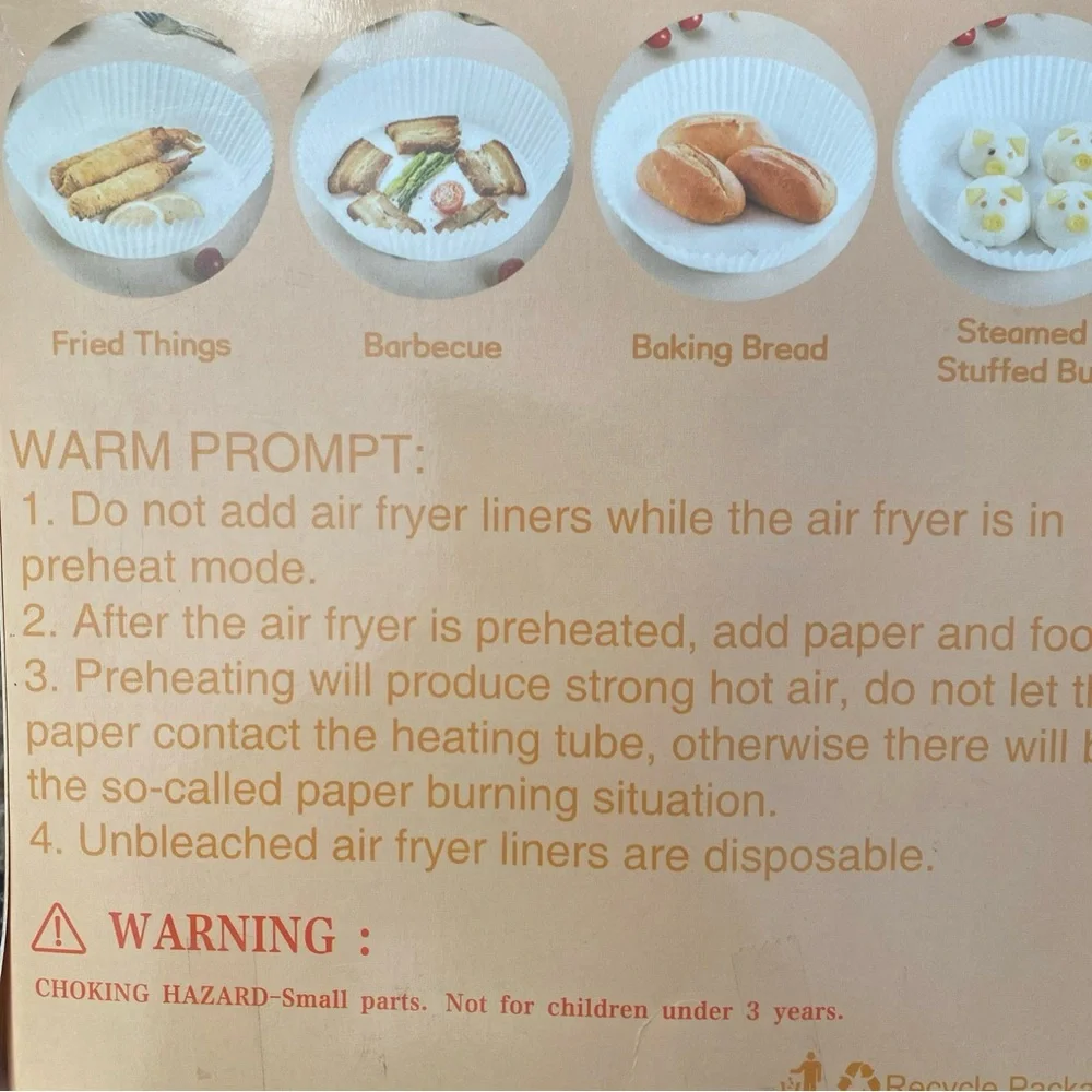 200PCS Air Fryer Disposable Paper Liners Round Non Stick Parchment Paper 6.3In